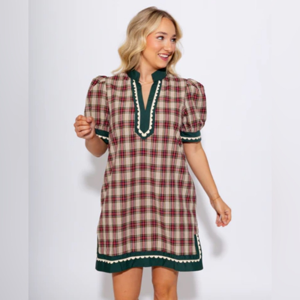 Plaid Puff Sleeve Dress